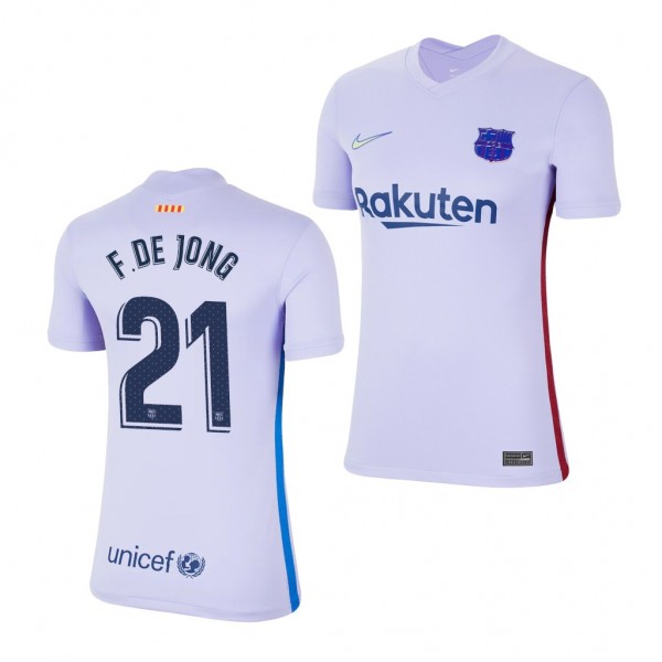 Women's Frenkie De Jong Jersey Barcelona Away Purple Replica 2021-22