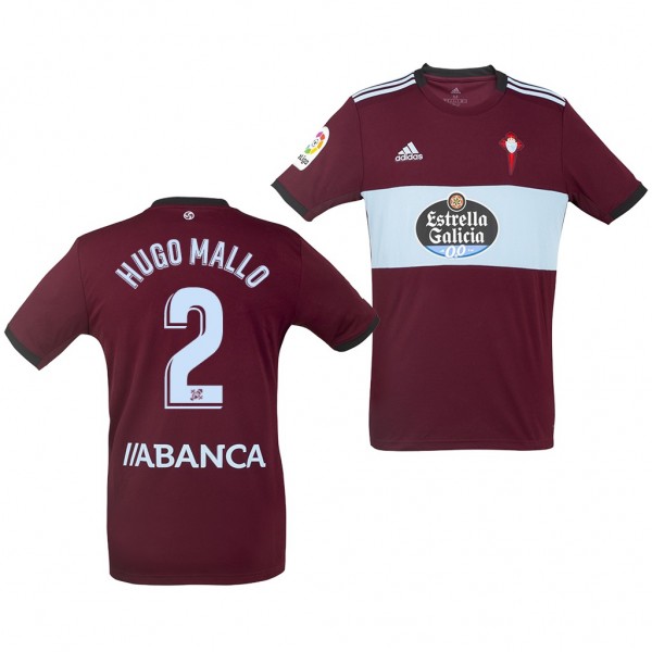 Men's Celta De Vigo Hugo Mallo Away Dark Red Jersey 19-20