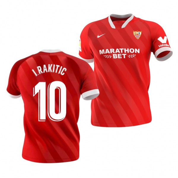 Men's Ivan Rakitic Sevilla Away Jersey Red 2020-21 Replica