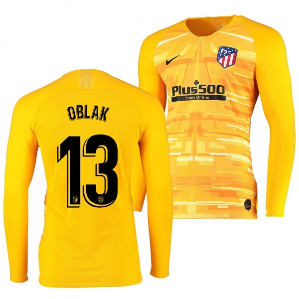 Men's Atletico De Madrid Jan Oblak Jersey Goalkeeper 19-20 Long Sleeve