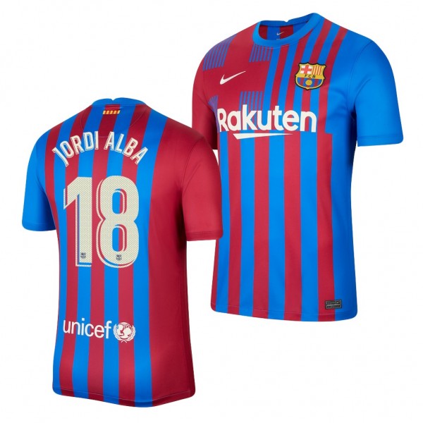 Men's Jordi Alba Barcelona 2021-22 Home Jersey Blue Replica