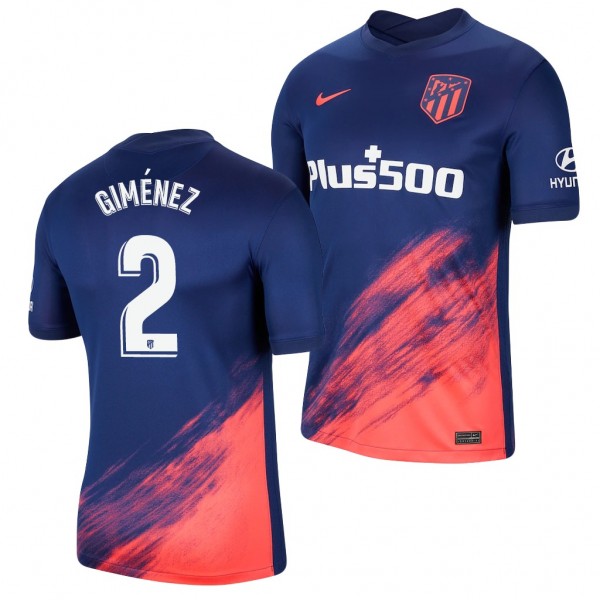 Men's Jose Gimenez Atletico De Madrid 2021-22 Away Jersey Blue Replica