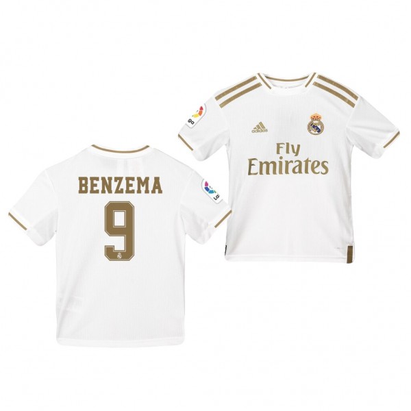 Men's Real Madrid Karim Benzema 19-20 Home White Jersey