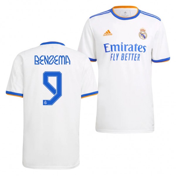 Men's Karim Benzema Real Madrid 2021 Home Jersey White Replica