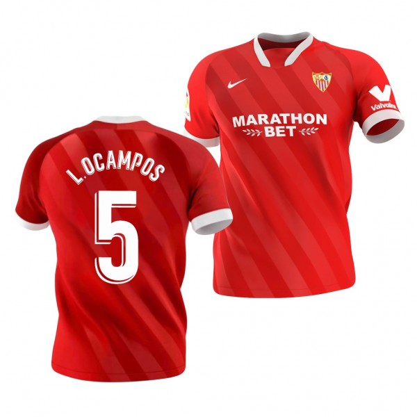 Men's Lucas Ocampos Sevilla Away Jersey Red 2020-21 Replica