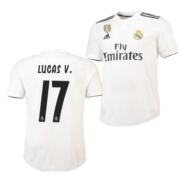 Men's Real Madrid Home Lucas Vazquez Jersey White