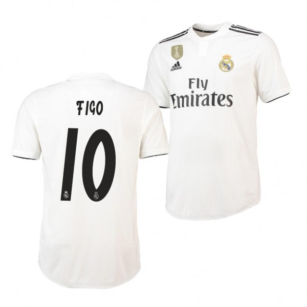 Men's Real Madrid Home Luis Figo Jersey White