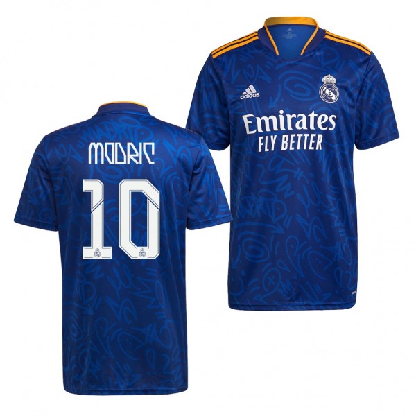 Men's Luka Modric Real Madrid 2021-22 Away Jersey Blue Replica