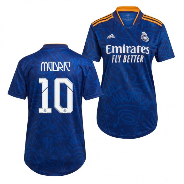 Women's Luka Modric Jersey Real Madrid Away Blue Replica 2021-22