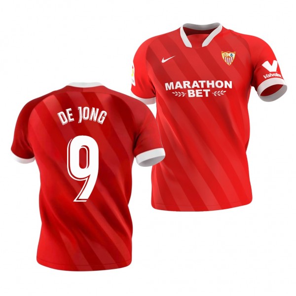 Men's Luuk De Jong Sevilla Away Jersey Red 2020-21 Replica