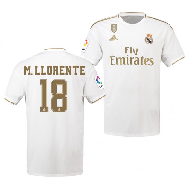Men's Real Madrid Marcos Llorente 19-20 Home White Jersey Business
