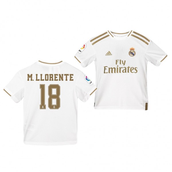 Men's Real Madrid Marcos Llorente 19-20 Home White Jersey Like