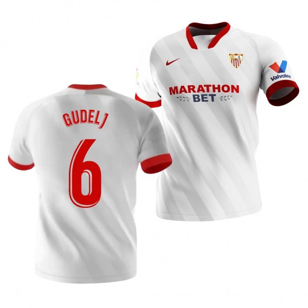 Men's Nemanja Gudelj Sevilla Home Jersey White 2020-21 Replica