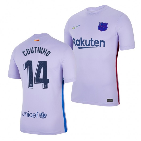 Men's Philippe Coutinho Barcelona 2021-22 Away Jersey Purple Replica