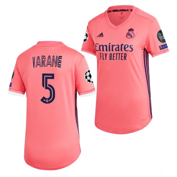 Women's Raphael Varane Jersey Real Madrid Away Pink 2021