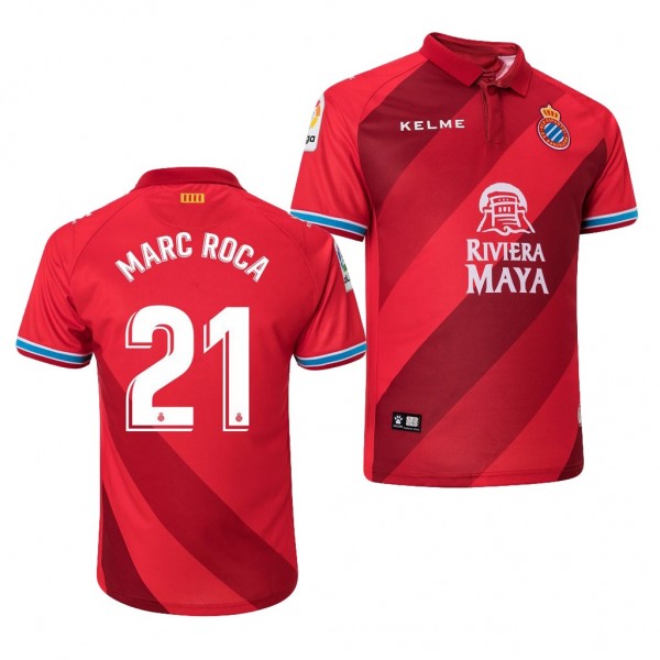 Men's RCD Espanyol Marc Roca Away Red Jersey