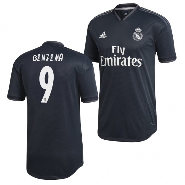 Men's Real Madrid Karim Benzema Replica Navy Jersey