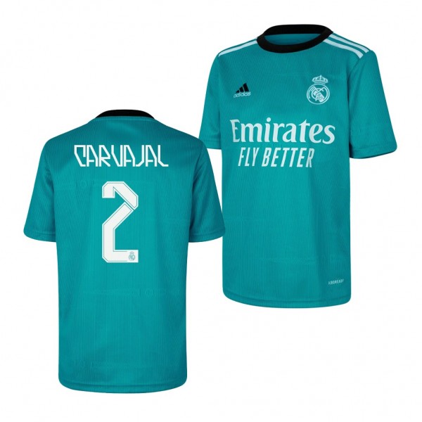 Youth Dani Carvajal Jersey Real Madrid 2021-22 Green Third Replica