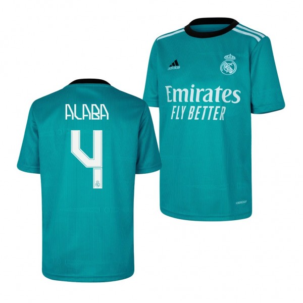 Youth David Alaba Jersey Real Madrid 2021-22 Green Third Replica