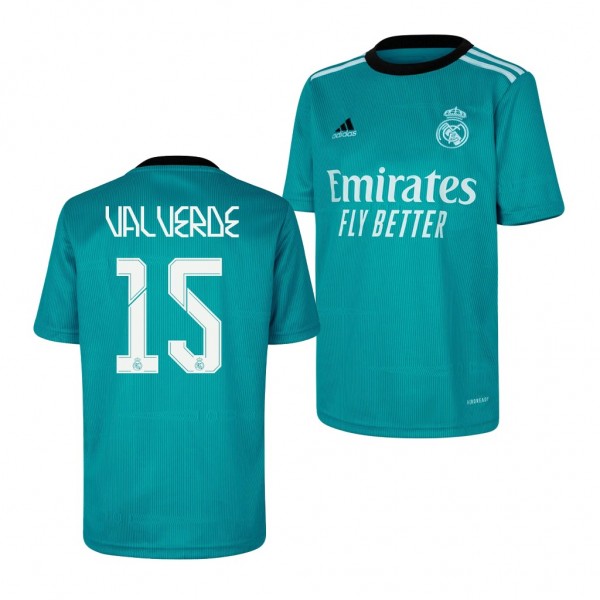 Youth Federico Valverde Jersey Real Madrid 2021-22 Green Third Replica