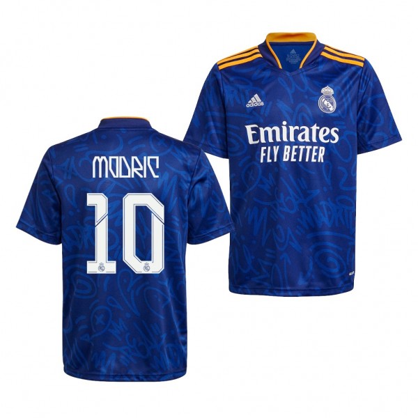 Youth Luka Modric Jersey Real Madrid 2021-22 Blue Away Replica