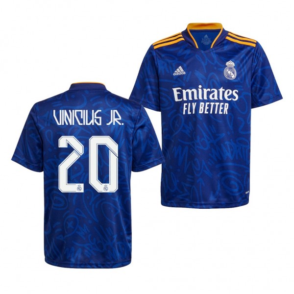 Youth Vinicius Junior Jersey Real Madrid 2021-22 Blue Away Replica