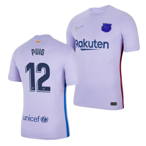 Men's Riqui Puig Barcelona 2021-22 Away Jersey Purple Replica