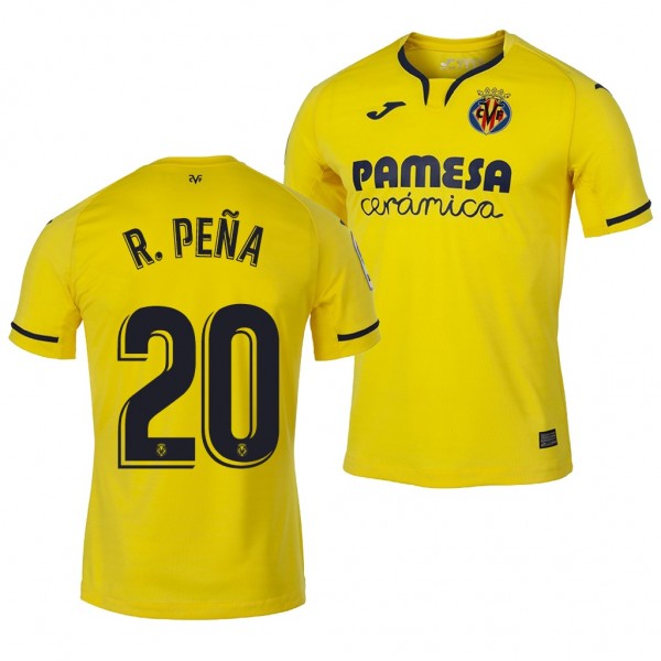 Men's Villarreal Ruben Pena Jersey Home 19-20 Short Sleeve
