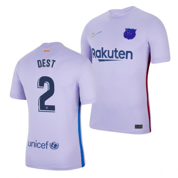 Men's Sergino Dest Barcelona 2021-22 Away Jersey Purple Replica