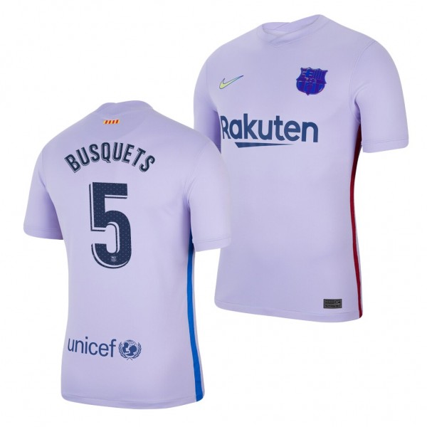 Men's Sergio Busquets Barcelona 2021-22 Away Jersey Purple Replica