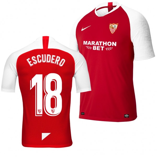 Men's Sevilla Sergio Escudero Away Jersey 19-20 Red