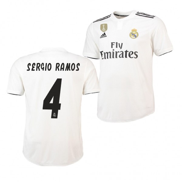 Men's Real Madrid Home Sergio Ramos Jersey White