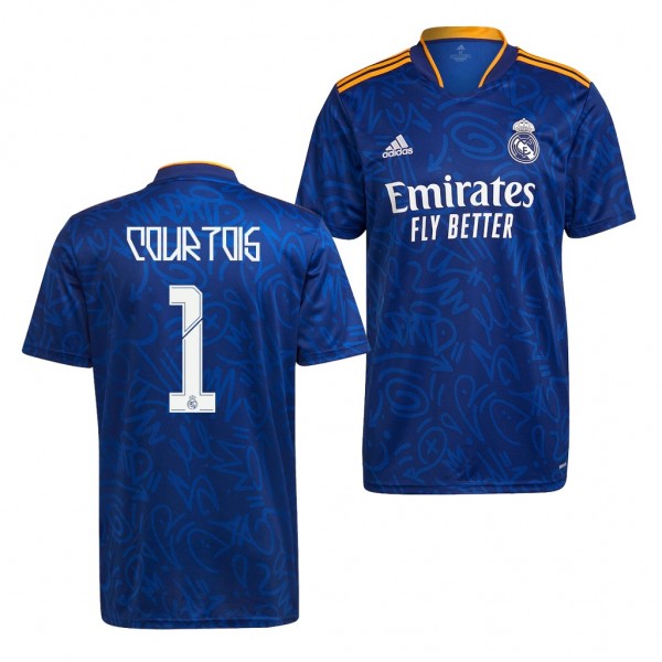 Men's Thibaut Courtois Real Madrid 2021-22 Away Jersey Blue Replica