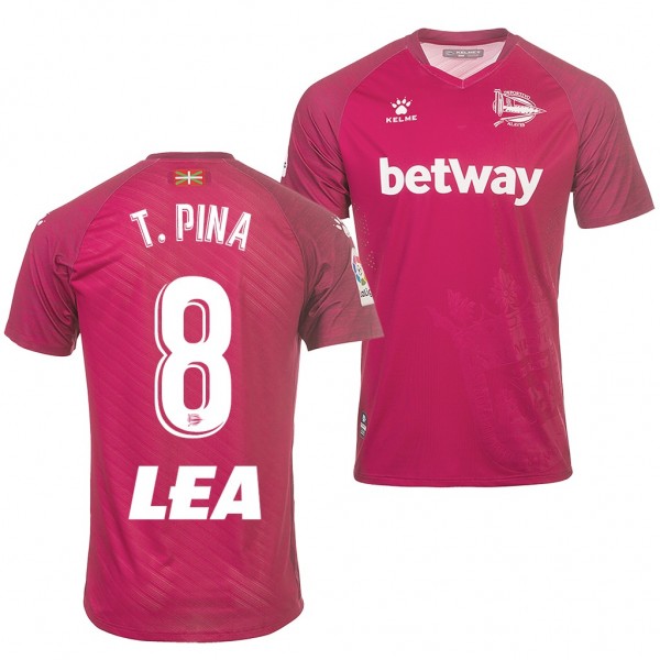 Men's Deportivo Alaves Tomas Pina Away Jersey 19-20 Dark Pink