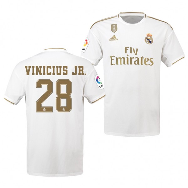 Men's Real Madrid Vinicius Junior 19-20 Home White Jersey Business