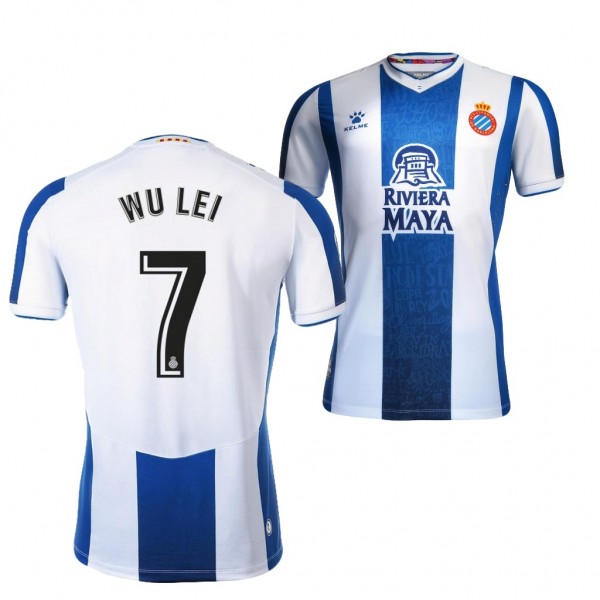 Men's RCD Espanyol Wu Lei 19-20 Home Blue White Official Jersey