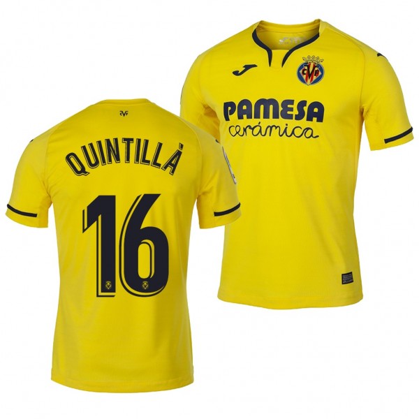 Men's Villarreal Xavi Quintilla Jersey Home 19-20 Short Sleeve