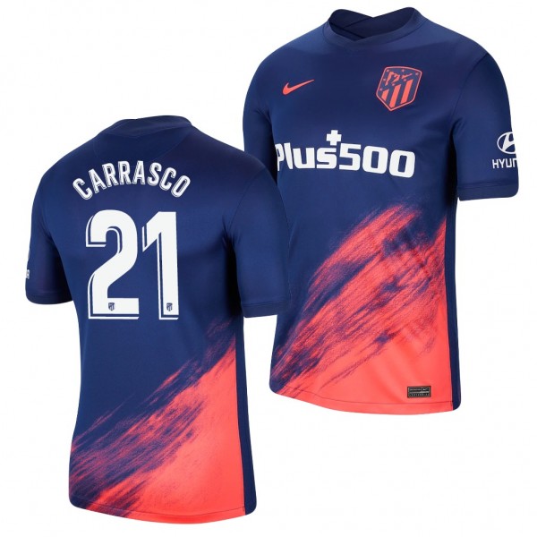 Men's Yannick Carrasco Atletico De Madrid 2021-22 Away Jersey Blue Replica