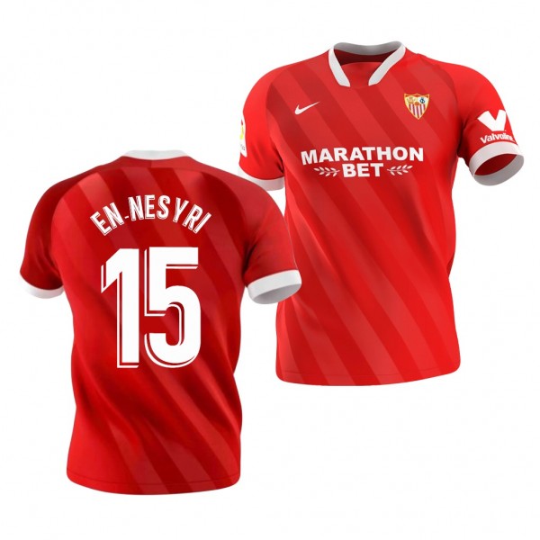 Men's Youssef En-Nesyri Sevilla Away Jersey Red 2020-21 Replica