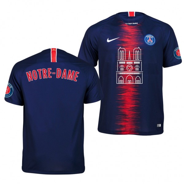 Men's Paris Saint-Germain 18-19 NOTRE-DAME Navy Jersey