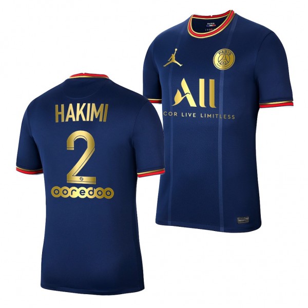 Men's Achraf Hakimi Paris Saint-Germain 2021-22 Golden Limited Jersey Blue Replica