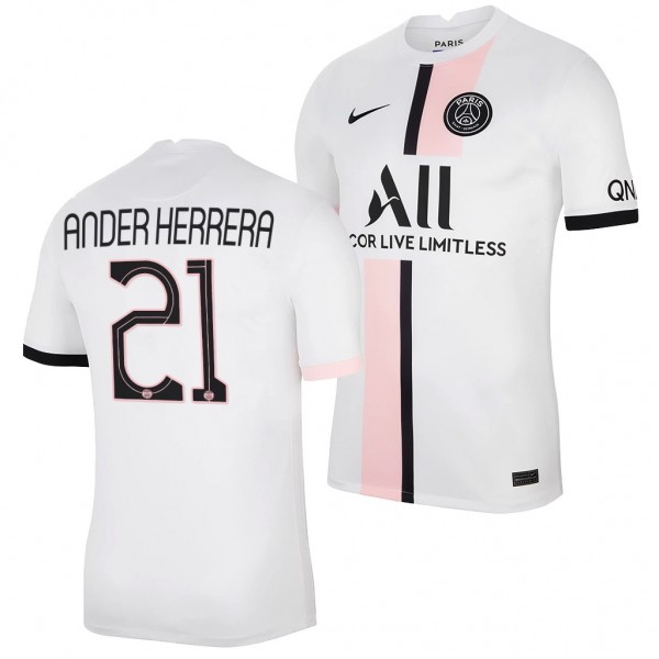 Men's Ander Herrera Paris Saint-Germain 2021-22 Away Jersey White Replica Business