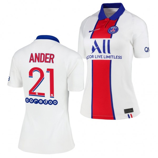 Women's Ander Herrera Jersey Paris Saint-Germain Away White Replica 2020-21