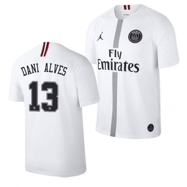 Men's Champions League Paris Saint-Germain Dani Alves White Jersey