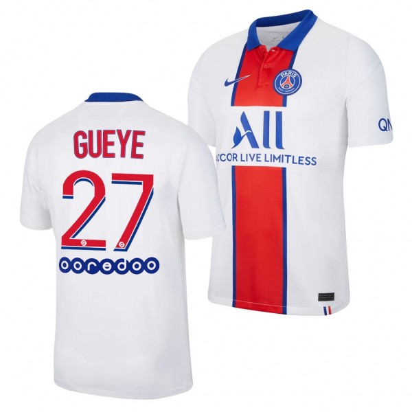 Men's Idrissa Gueye Paris Saint-Germain 2020-21 Away Jersey White Replica