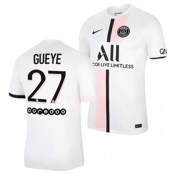 Men's Idrissa Gueye Paris Saint-Germain 2021-22 Away Jersey White Replica