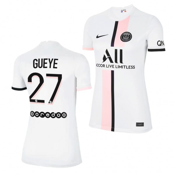 Women's Idrissa Gueye Jersey Paris Saint-Germain Away White Replica 2021-22