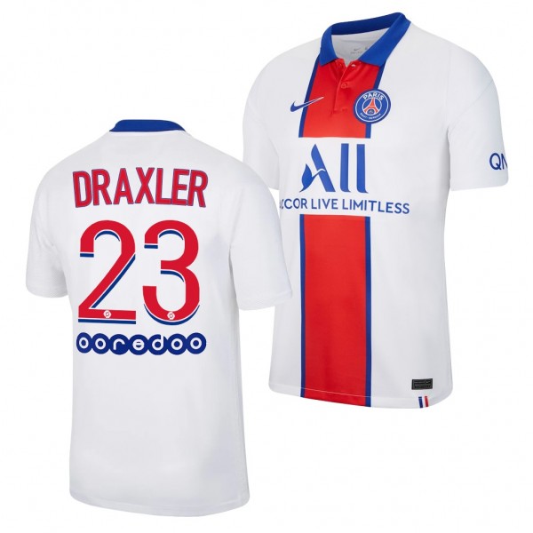 Men's Julian Draxler Paris Saint-Germain 2020-21 Away Jersey White Replica