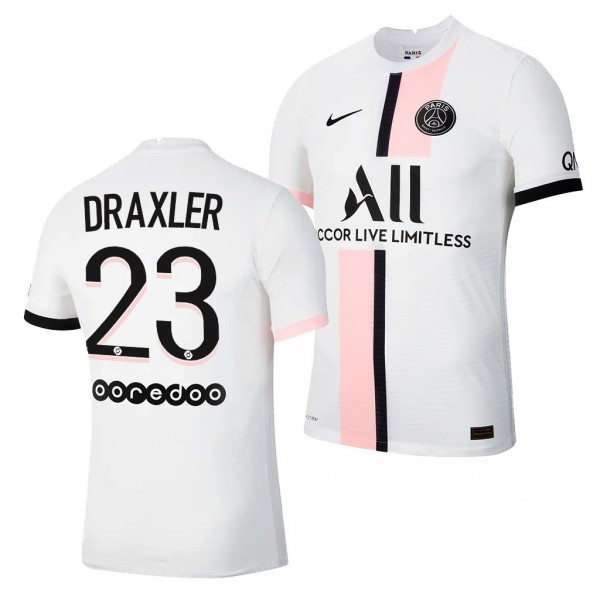 Men's Julian Draxler Jersey Paris Saint-Germain Away White 2021-22 Authentic