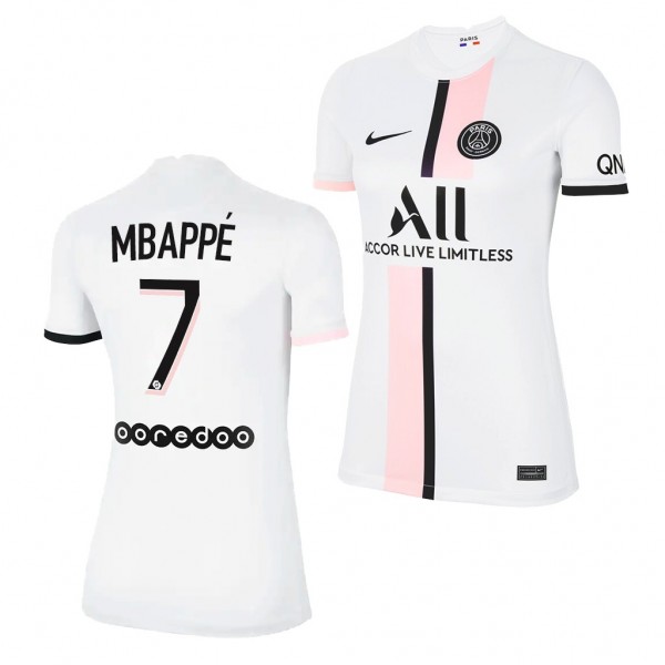 Women's Kylian Mbappe Jersey Paris Saint-Germain Away White Replica 2021-22
